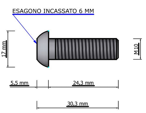 scheda dimensionale vite brugola bullone tcb tcbei iso7380 m10 zincata