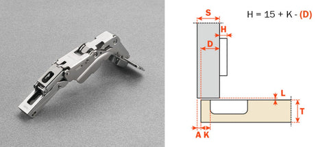 Salice furniture hinge opening 155 degrees c2aka99 series 200 not spring-loaded external stop neck 0