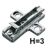 Base for Salice Domi cross-shaped kitchen doors and furniture hinges without screws to be screwed H = 3mm hinge base