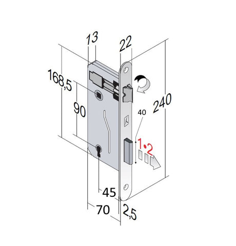 serratura chiave normale meccanica patent grande f 24cm 240x22mm cromo bonaiti 040
