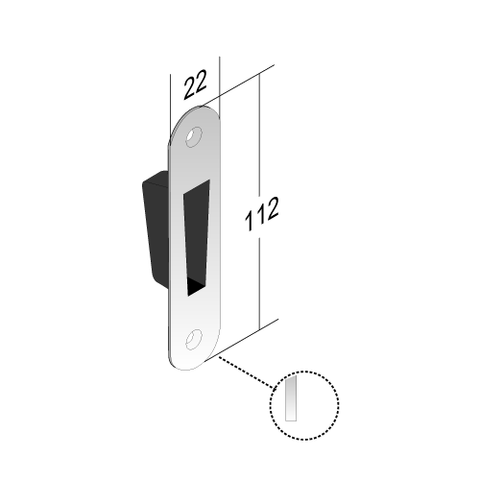 Gaccia magnetic striker 22x112 mm for bonaiti b-twin inclined locks G986 satin chrome