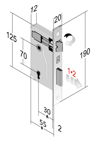 front patent door lock 20x190mm entry 30mm 3cm bronze