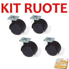 Kit Ruote per mobiletto 4 pezzi (ruota con piastra girevole)