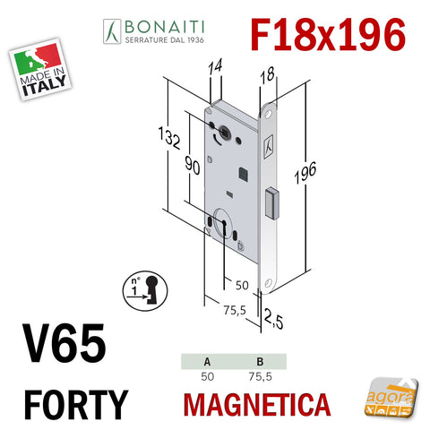 V65 NG ex N65 Bonaiti Serratura B-Forty magnetica F18x196