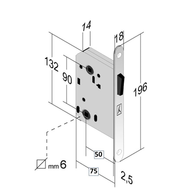 serratura porta interna per bagno wc moneta libero occupato frontale f18x196mm magnetica 351 b-twin