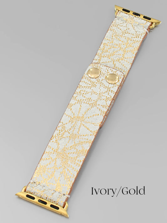 Poshture Boutique 42mm Smart Watch Band Ivory/Gold