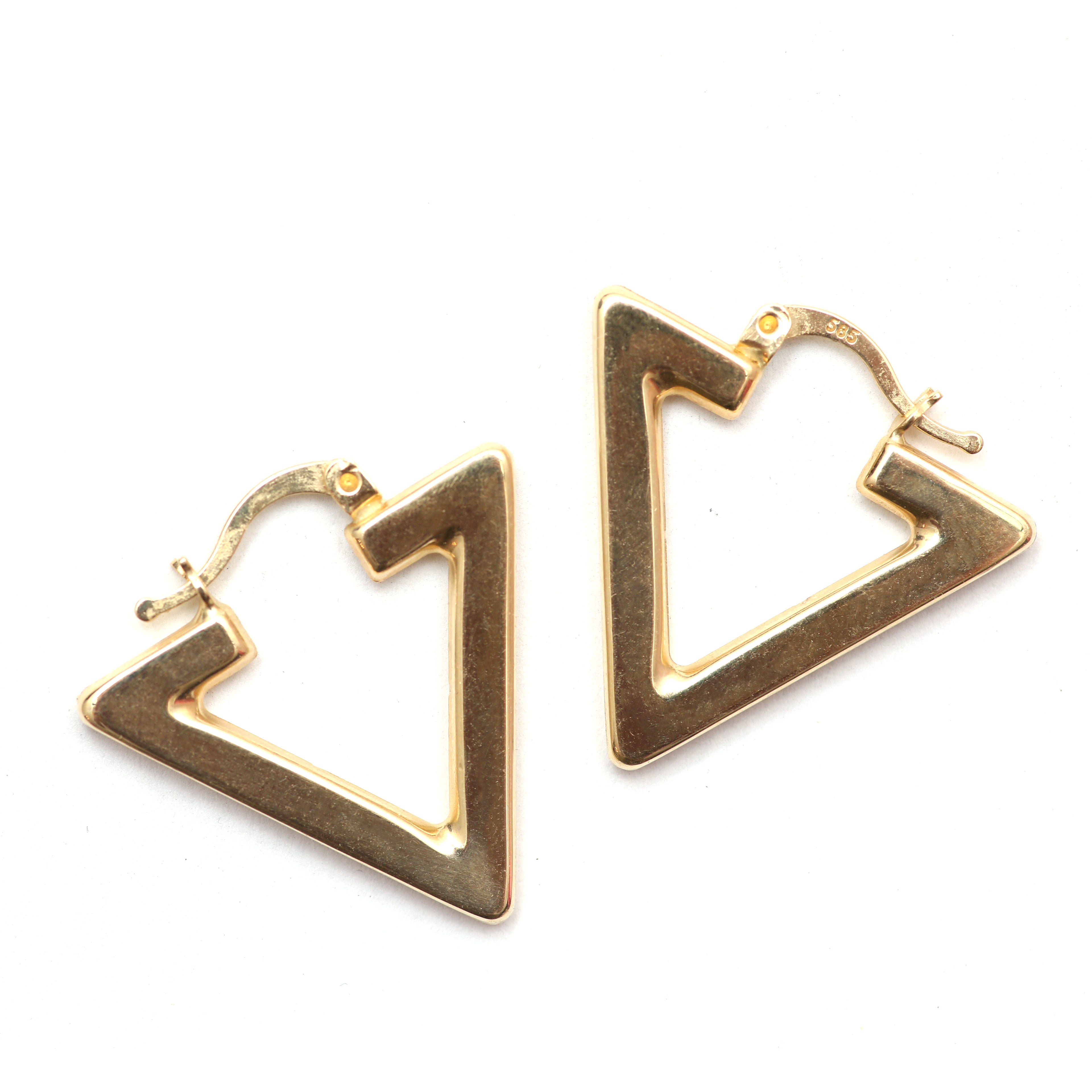 14k Triangle Hoops