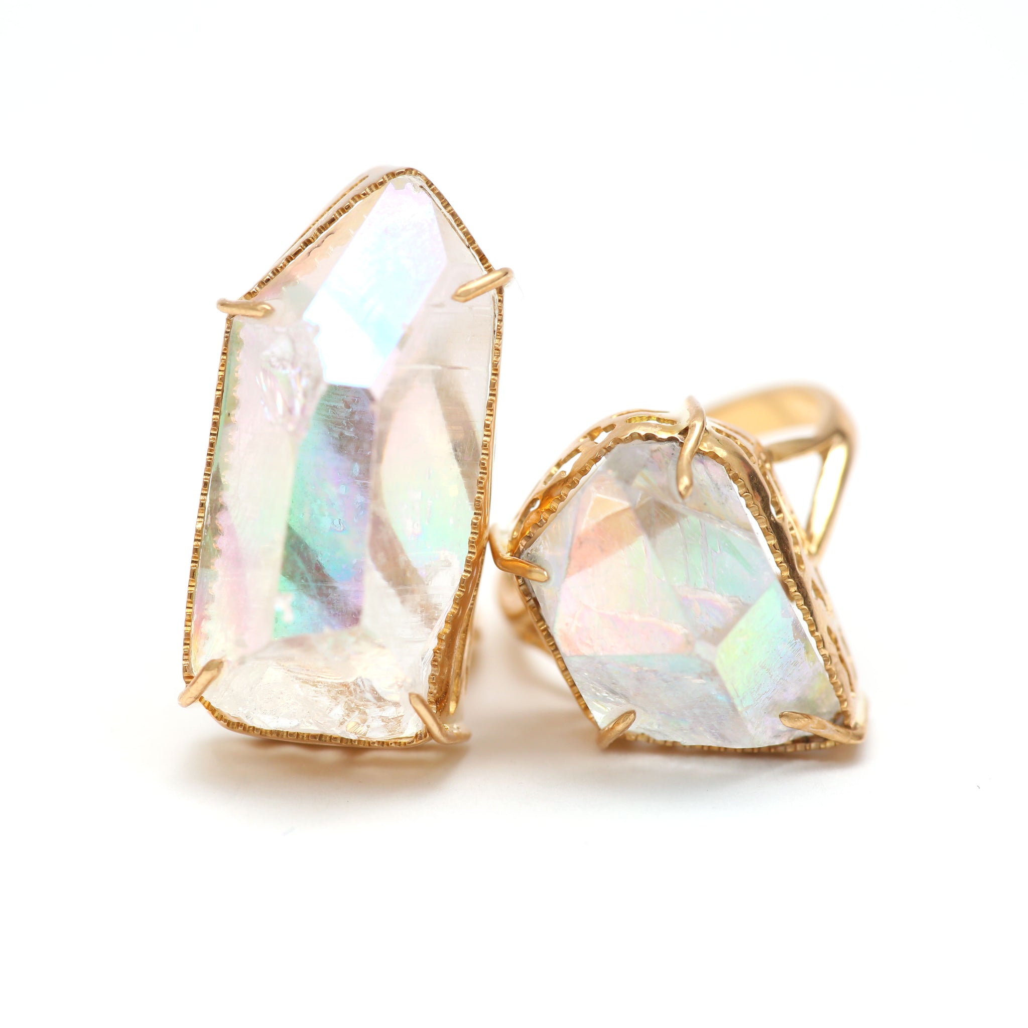 angel aura quartz rings