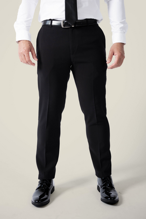 Mens Matte Black Suit with Satin Lapel - Suit Lab