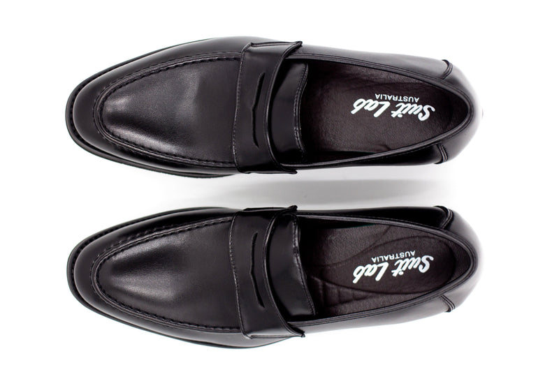 matte black loafers