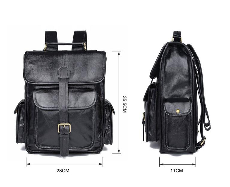 mens black leather backpack bag