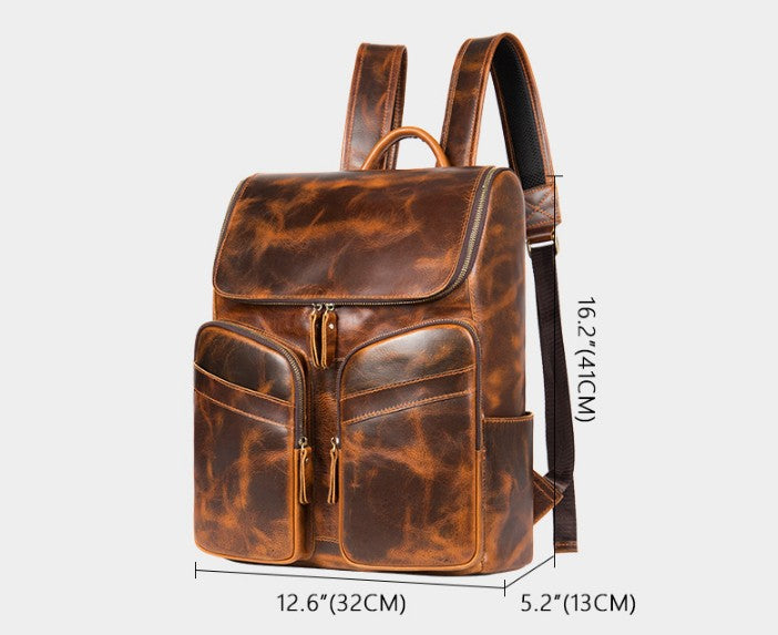 brown small leather backpack purse