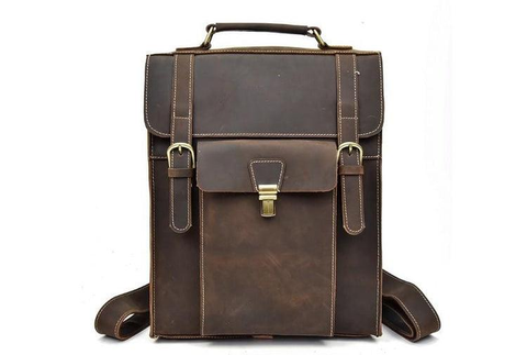 Brown Leather Backpack Purse Rucksack Bag