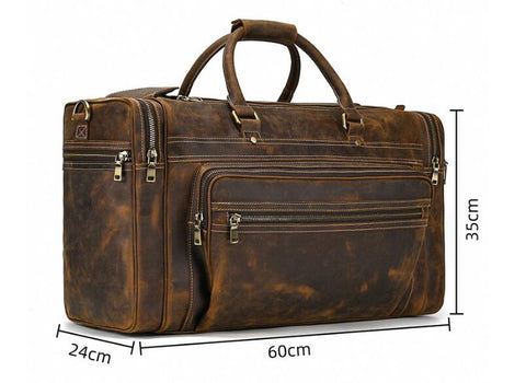 leather men duffle bag dimensions