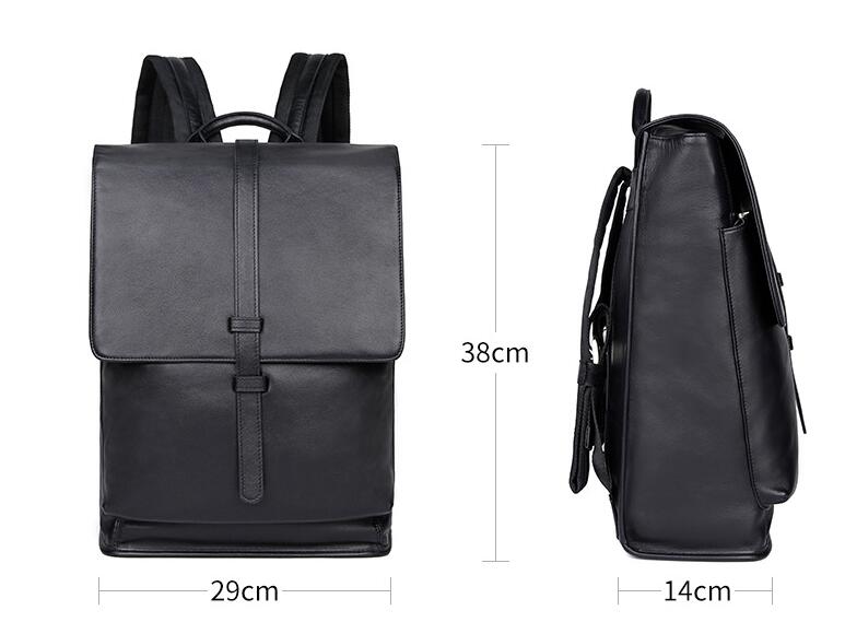 small black leather backpack purse bag for men and women