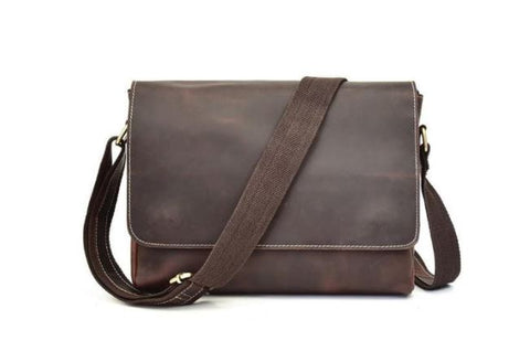 Brown Leather Messenger Bag For Women and Men
