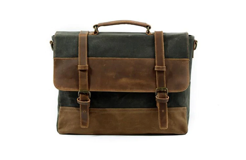 CANVAS LEATHER BRIEFCASE FOR MEN MESSENGER