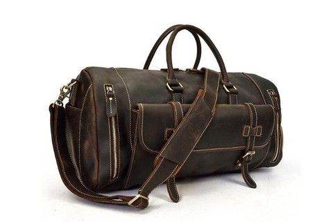 Handmade Leather Weekender Travel Duffel Bag