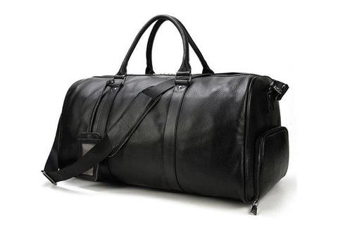 Schwarze Weekender-Ledertasche