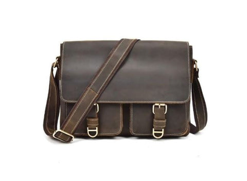 Vintage Brown Leather Shoulder Bag 