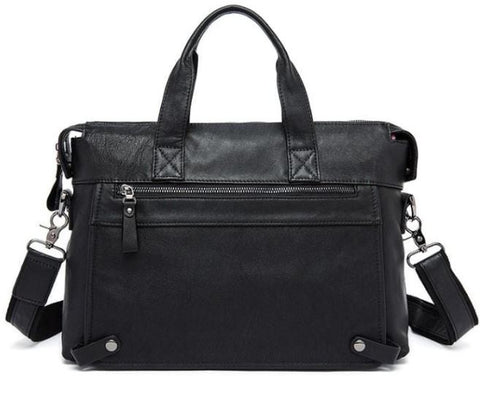 Black Genuine Leather Messenger Bag For Laptop