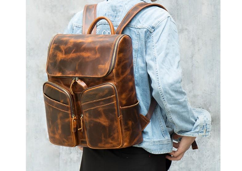 small brown backpack purse