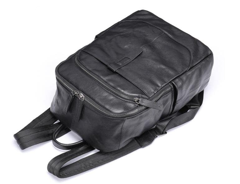 Handmade Large Black Leather Backpack Purse Bag – LeatherNeo