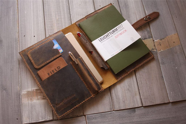 Woestijn Begroeten Maan Personalized Leather Notebook Covers & Holders - LeatherNeo