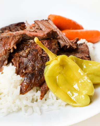 brown gravy pot roast recipe with carrots and peppers from the cajun spoon louisiana seasoning products