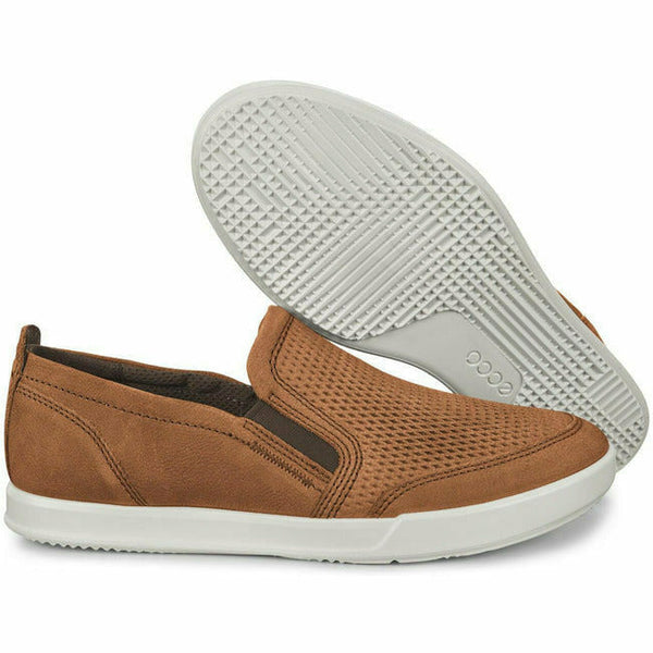 ECCO Men's Collin Casual Slip On Sneaker Shoe Camel Nubuck Leather