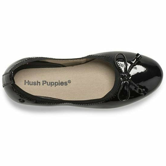 Hush Puppies Girl's Josie Ballet Flat Kid/Youth) Black Pat
