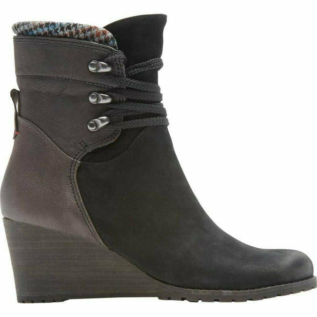 black wedge ankle boots with laces