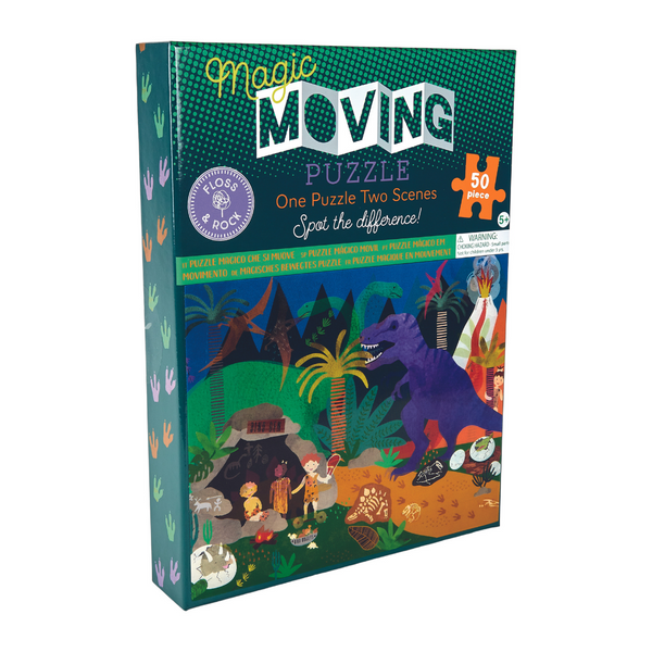 pasatiempo par enemigo Floss and Rock | 50 pcs Magic Moving Puzzle - Dinosaur | Happy Monkey Shop