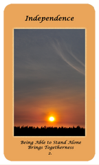 Independence card with sunlit memories oracle card set