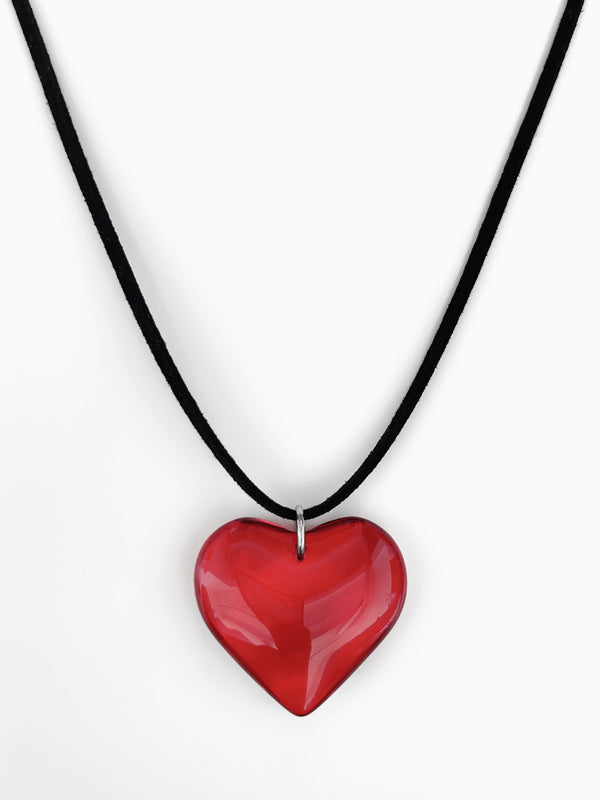 FIRST DATE HEART SUEDE WRAP CHOKER IN RED - FIVE FOURTY NINE