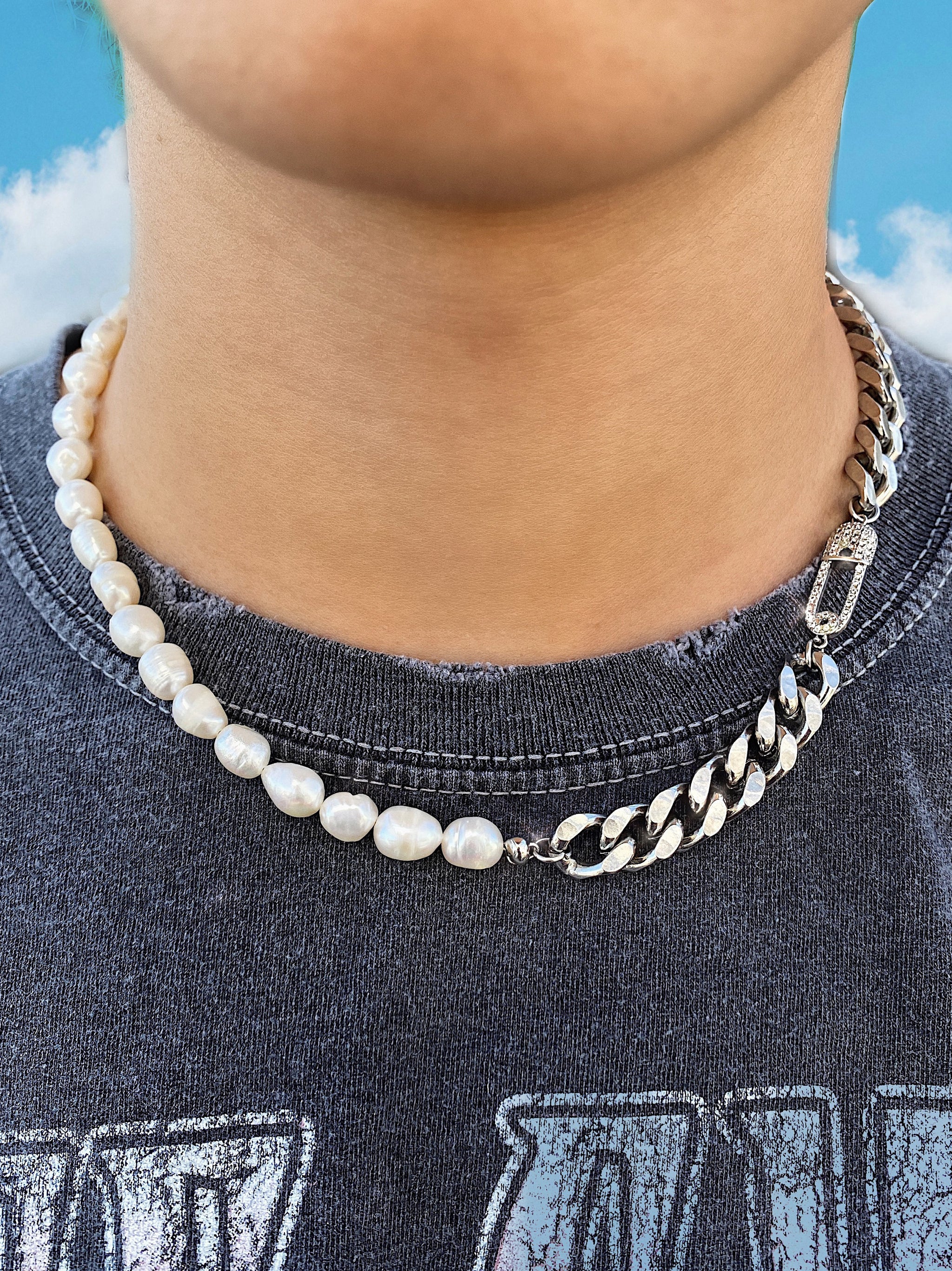 Handmade Grevena Baroque Freshwater Pearl Curb Chain Necklace – Mickey's  Girl