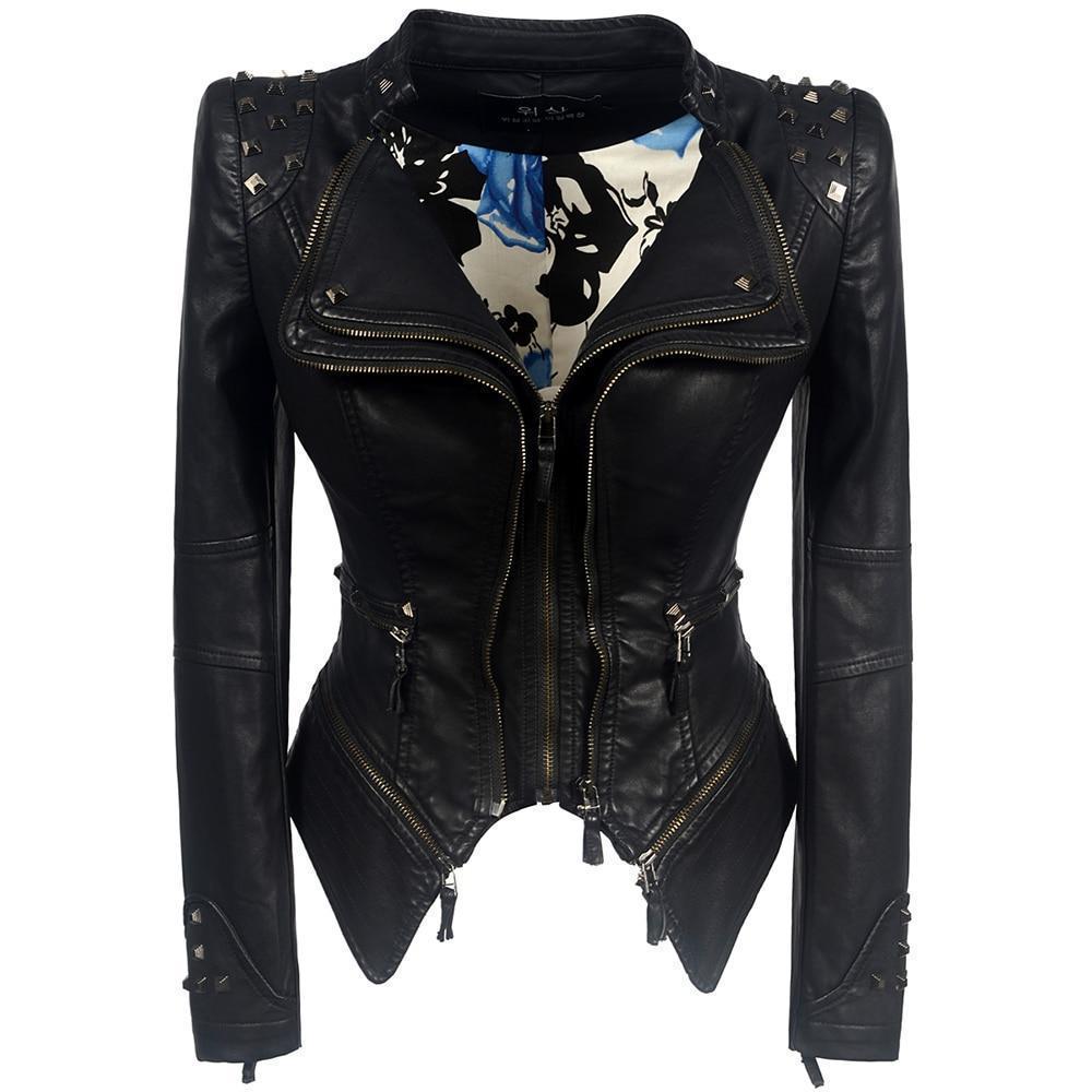 Gothic Leather Jacket Stylish Autumn Jacket Gothicgo 6079