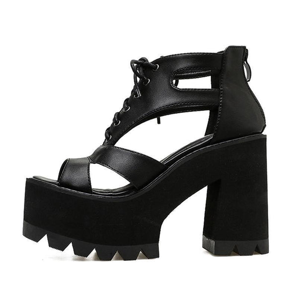 Gothic Platform Sandals Gladiator Shoes – GothicGo