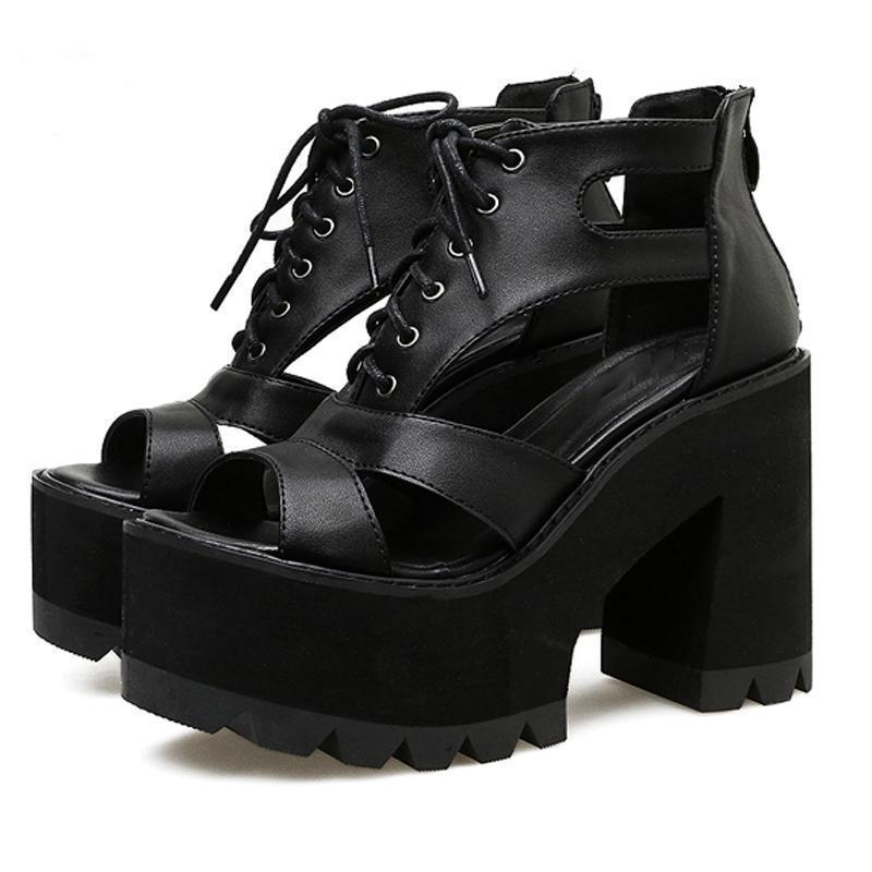 Gothic Platform Sandals Gladiator Shoes – GothicGo