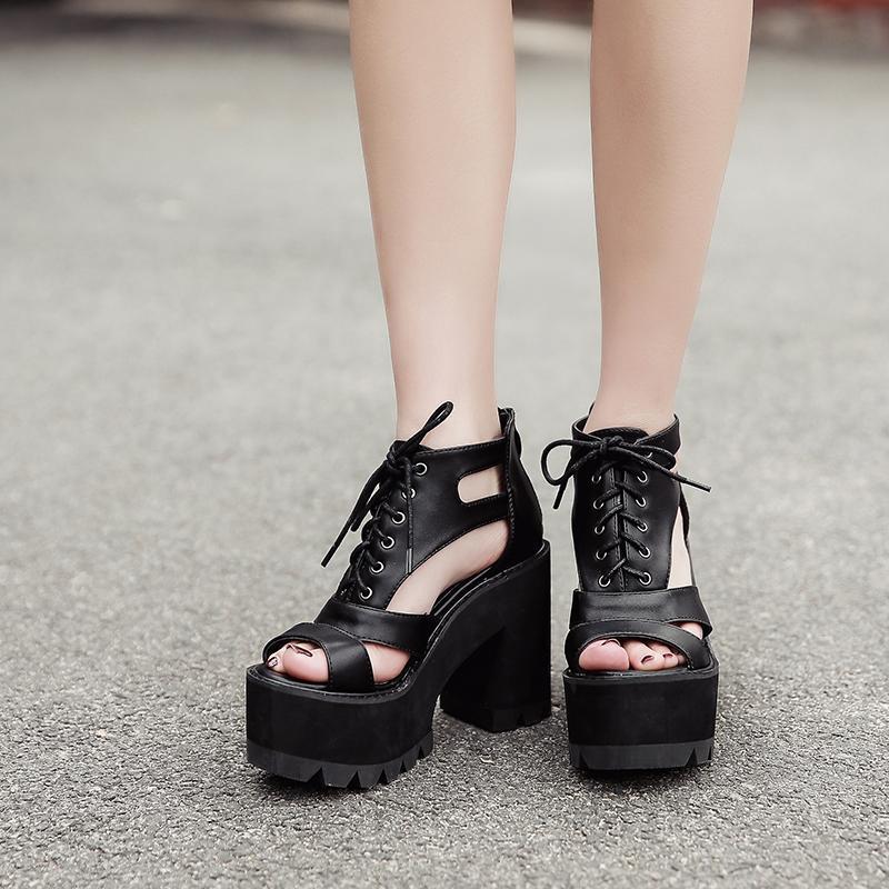 Gothic Platform Sandals Gladiator Shoes – GothicGo
