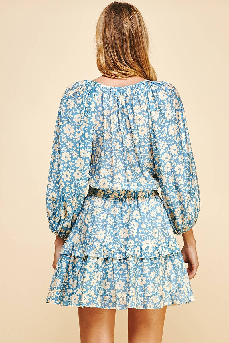 Pinch Floral Print 3/4 Sleeve Mini Dress | Button Up Boutique