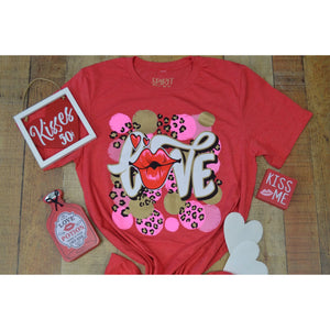 Love Lips Graphic Tee - Heather red - Haute Boutique