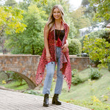 Leopard Vest/Scarf - Red and Pink