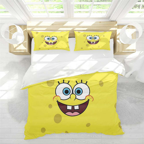 2021 New Cheap Bedding Sets Spongebob 3D Printed 3PCS Duvet Cover Sets Cotton Blend Comforter Cover Sets Twin&Full&Queen&King&California King Sale