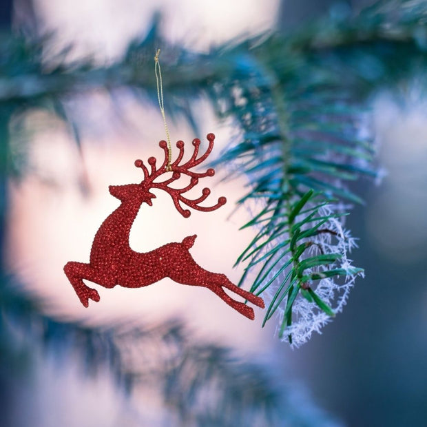 glitter reindeer tree decorations