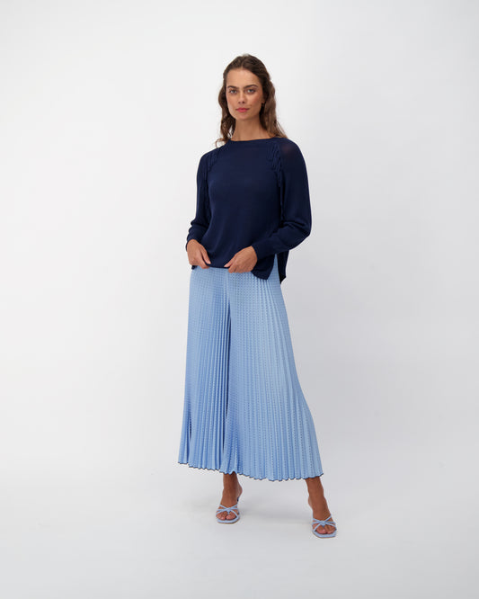 Plisse Pleated Wide Leg Midi Pant – Inspired Style Group