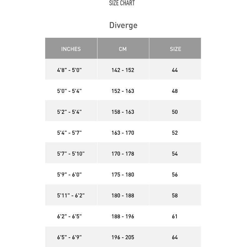 specialized diverge 2021 sizing