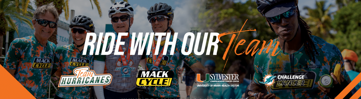ride with our team ( Mack Cycle dolphin's challenge cancer banner ) 