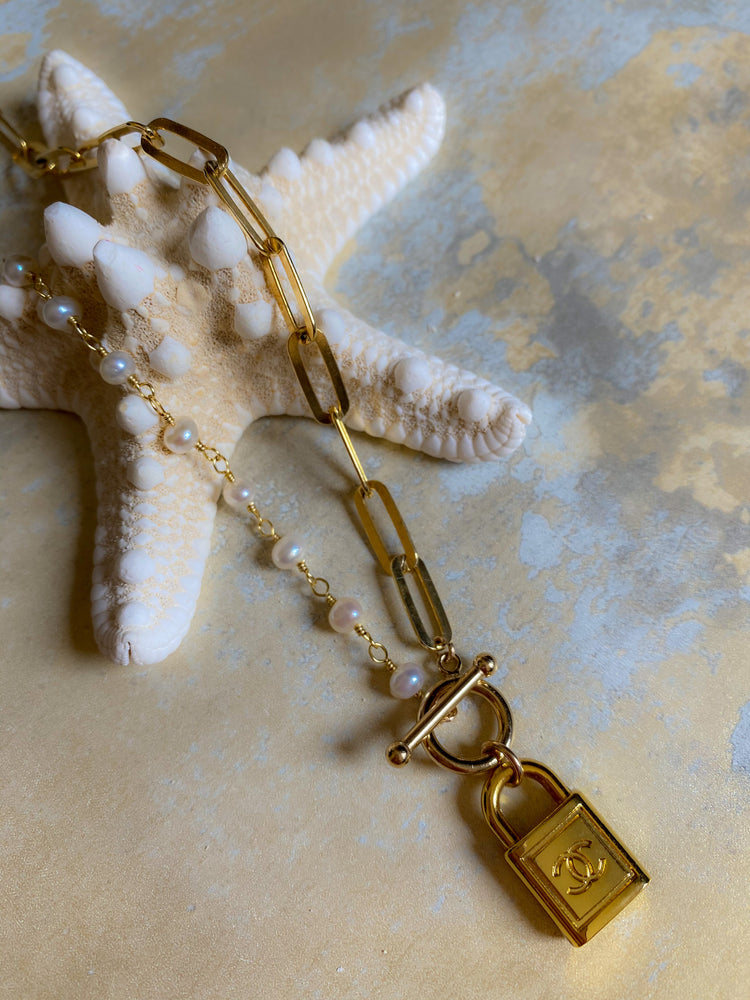 Louis Vuitton, Jewelry, Vintage Louis Vuitton Pearl Lock Zipper Pull  Necklace