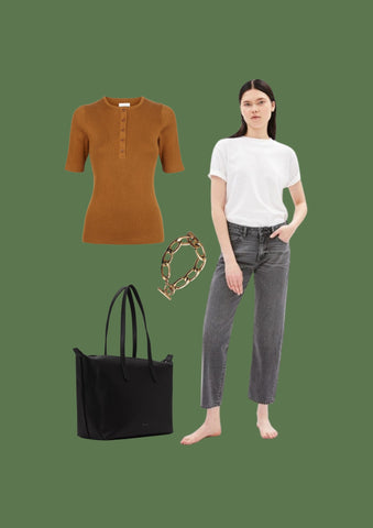 Styling inso for sustainable outfits featuring straight leg jeans